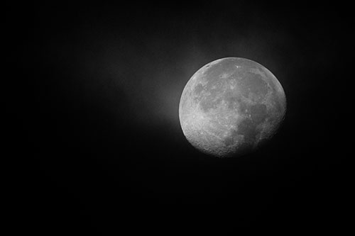 Fireball Moon Setting After Sunrise (Gray Photo)