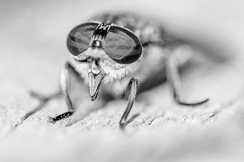 Happy Horse Fly Sticking Out Tongue Among Sunlight (Gray)