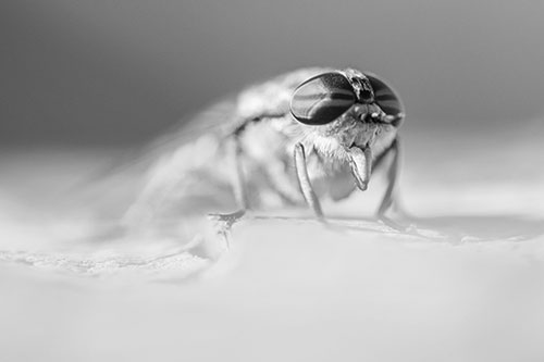 Horse Fly Sticking Tongue Out Among Sunlight (Gray)