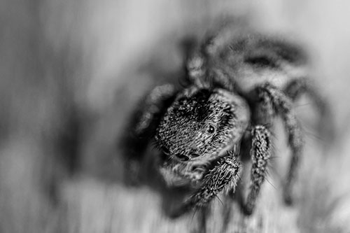 Jumping Spider Makes Eye Contact (Gray Photo)