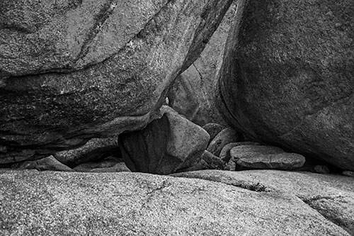 Large Crowded Boulders Leaning Against One Another (Gray Photo)