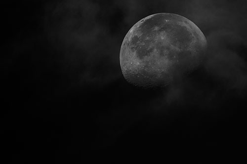 Moon Descending Among Faint Clouds (Gray Photo)