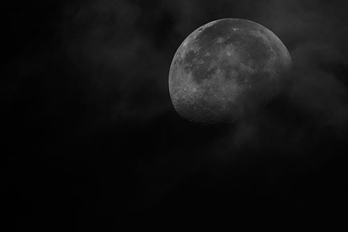 Moon Descending Among Faint Clouds (Gray Photo)