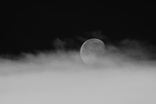 Moon Rolling Along Clouds (Gray Photo)