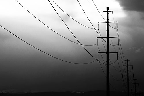 Powerlines Receding Into Thunderstorm (Gray Photo)