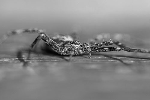 Running Crab Spider Resting Among Bench (Gray)