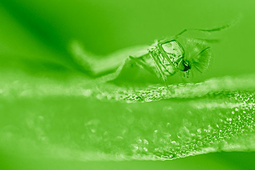 Arm Raising Midge Fly Standing Among Leaf (Green Shade)