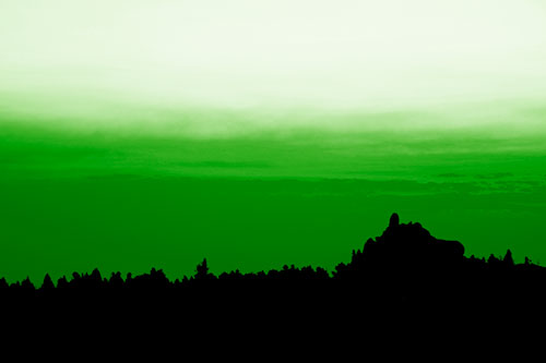 Blood Cloud Sunrise Behind Mountain Range Silhouette (Green Shade Photo)