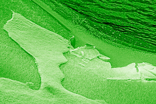 Broken Cracked Ice Along Shoreline (Green Shade)