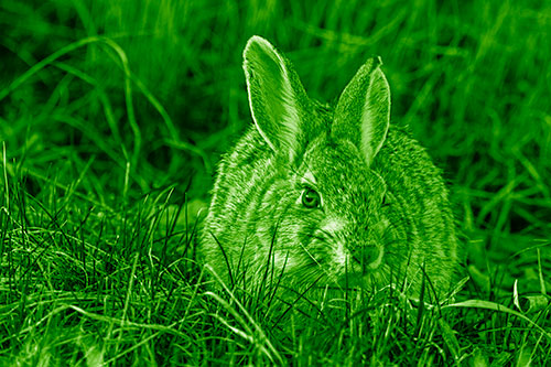 Bunny Rabbit Lying Down Among Grass (Green Shade Photo)