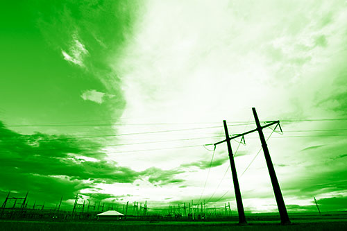 Cloud Clash Sunset Beyond Electrical Substation (Green Shade Photo)