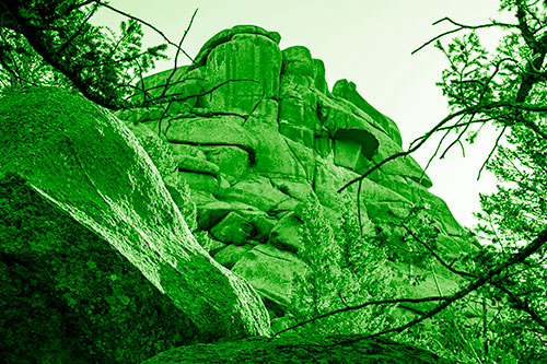 Colossal Rock Mountain Formation Oozing Fungi (Green Shade Photo)