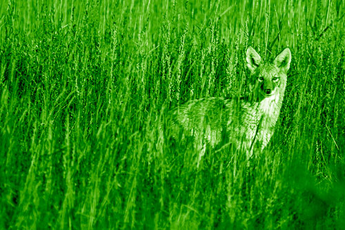 Coyote Watches Among Feather Reed Grass (Green Shade Photo)