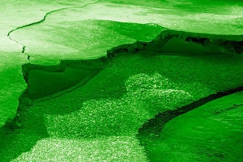 Cracked Ice Frozen Shoreline Melting (Green Shade Photo)