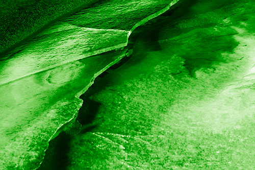 Cracking Blood Frozen Ice River (Green Shade Photo)
