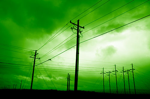 Crossing Powerlines Beneath Rainstorm (Green Shade Photo)