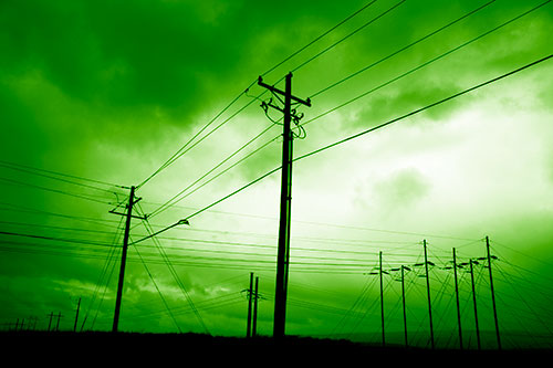 Crossing Powerlines Beneath Rainstorm (Green Shade Photo)