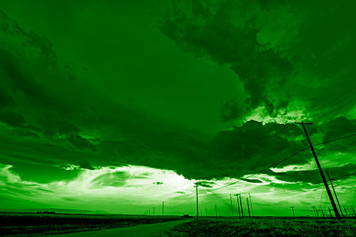 Dark Cloud Powerline Sunset (Green Shade Photo)