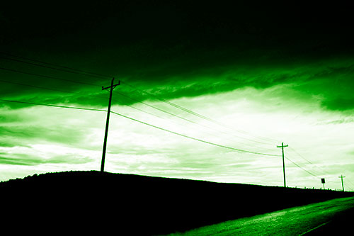 Dark Storm Clouds Overcast Powerlines (Green Shade Photo)