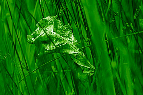 Dead Decayed Leaf Rots Among Reed Grass (Green Shade Photo)