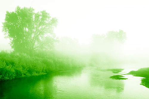Dense Fog Blankets Distant River Bend (Green Shade Photo)