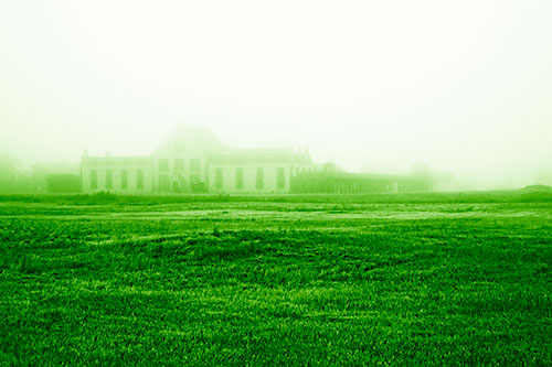 Dense Fog Consumes Distant Historic State Penitentiary (Green Shade Photo)