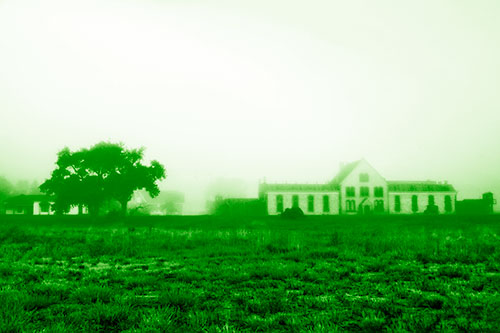 Departing Fog Reveals State Penitentiary (Green Shade Photo)