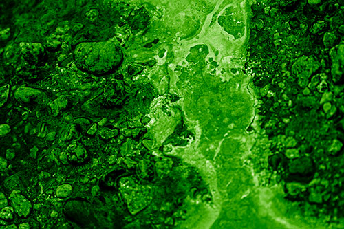Distorted Oil Face Smearing Among Rocky Shore (Green Shade)