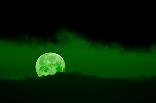 Easter Morning Moon Peeking Through Clouds (Green Shade Photo)