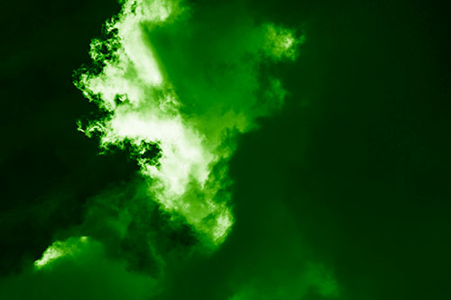 Evil Cloud Face Snarls Among Sky (Green Shade Photo)