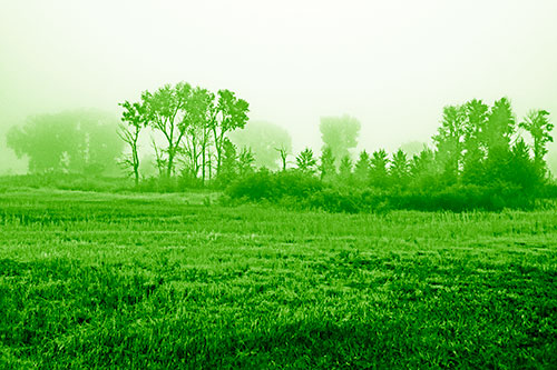 Fog Lingers Beyond Tree Clusters (Green Shade Photo)