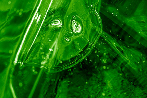 Frozen Unhappy Frowning Distorted River Ice Face (Green Shade Photo)