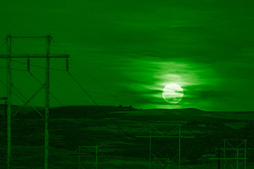 Full Moonrise Behind Mountain (Green Shade Photo)