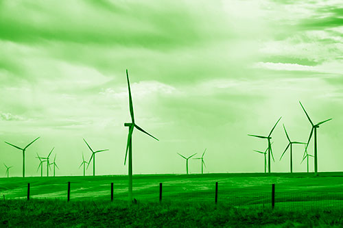 Gloomy Clouds Overcast Wind Turbine Pasture (Green Shade)