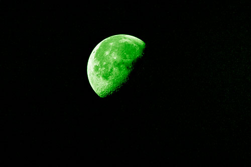 Half Blue Moon During Morning Orbit (Green Shade Photo)