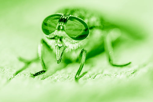 Happy Horse Fly Sticking Out Tongue Among Sunlight (Green Shade)