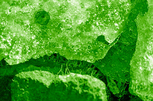 Ice Melting Crevice Mouthed Rock Face (Green Shade Photo)