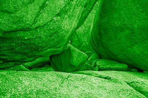 Large Crowded Boulders Leaning Against One Another (Green Shade Photo)