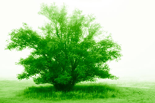 Lone Tree Standing Among Fog (Green Shade Photo)