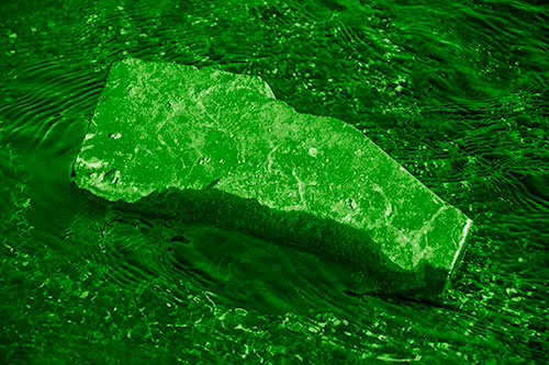 Massive Rock Atop Riverbed (Green Shade Photo)