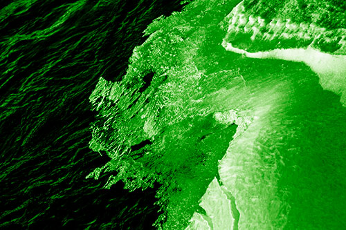 Melting Ice Face Creature Atop River Water (Green Shade)