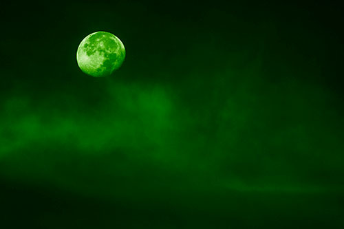 Moon Begins Descent Beyond Faint Mist Cloud (Green Shade Photo)
