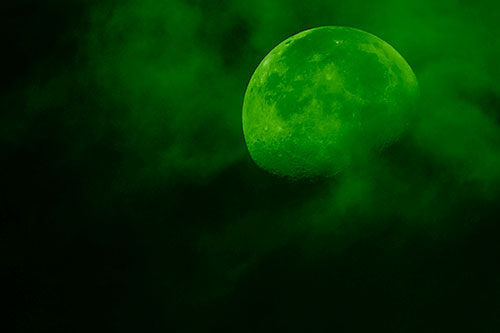 Moon Descending Among Faint Clouds (Green Shade Photo)