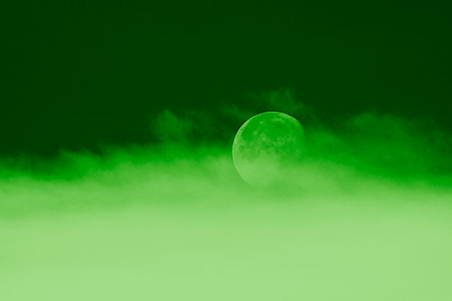 Moon Rolling Along Clouds (Green Shade Photo)