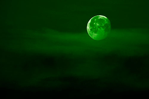 Moon Sets Behind Faint Clouds (Green Shade Photo)