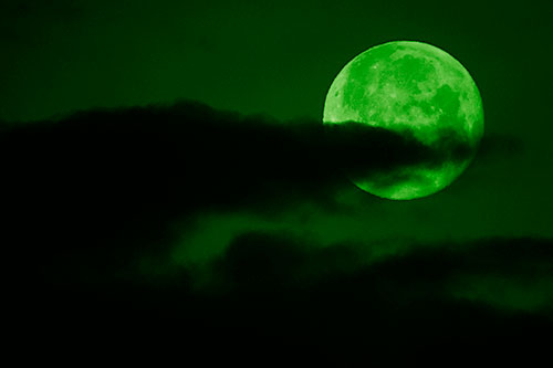 Pac Man Moon Swallows Clouds (Green Shade Photo)