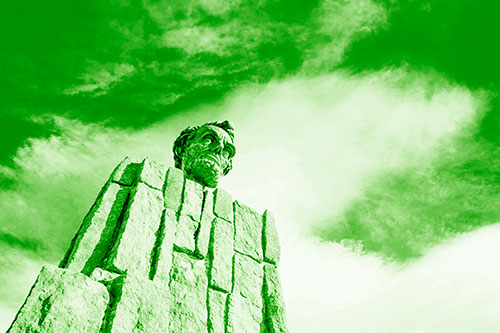 Presidents Statue Standing Tall Among Clouds (Green Shade Photo)