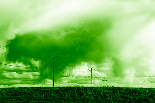 Rainstorm Clouds Twirl Beyond Powerlines (Green Shade Photo)