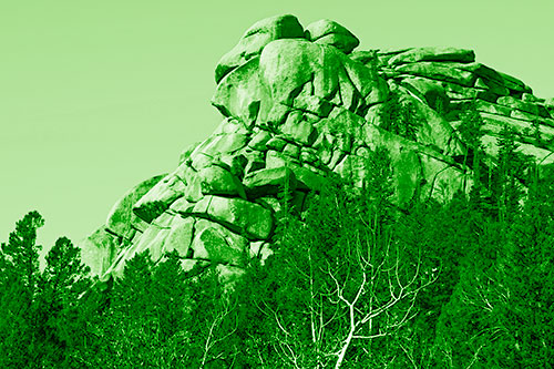 Rock Formations Rising Above Treeline (Green Shade Photo)