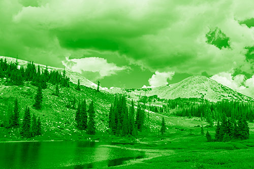 Scattered Trees Along Mountainside (Green Shade)